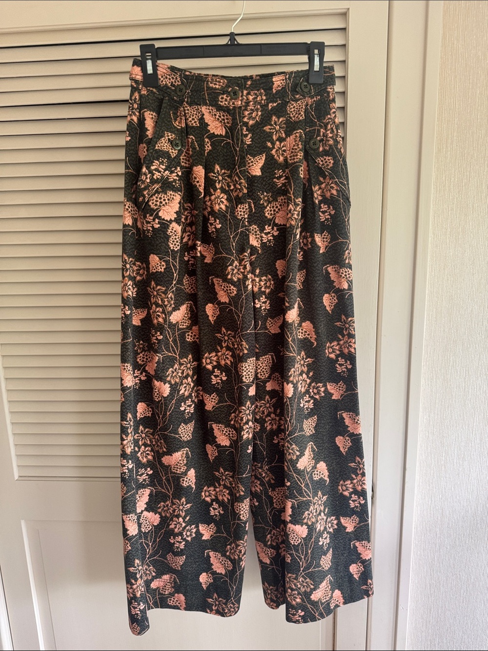 Floral Black and Pink A-Line Midi Skirt